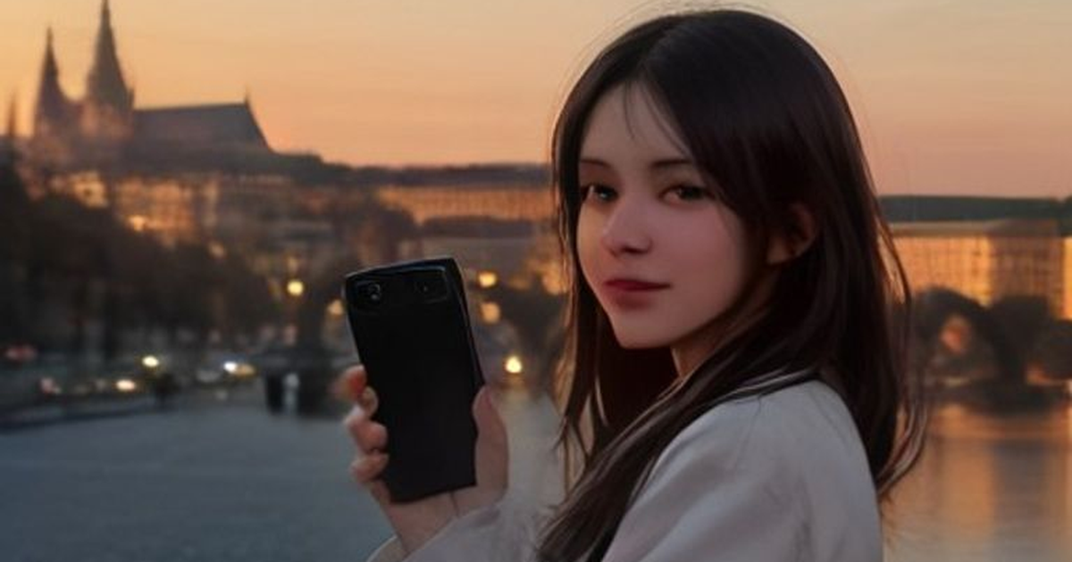 プラハ城とカレル橋を背景にスマホを持つ旅行者 — チェコ eSIM