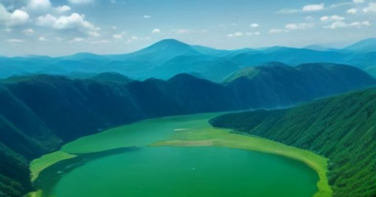 Guatape reservoir and green hills, Colombia