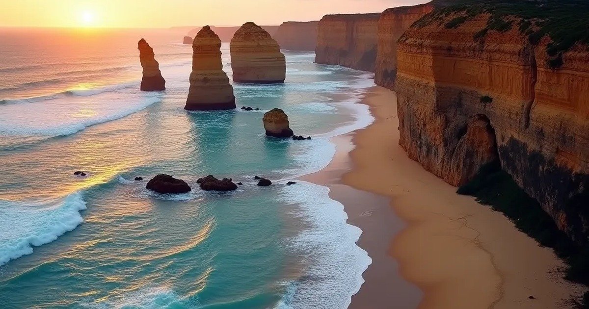 Die Zwölf Apostel an der Great Ocean Road bei Sonnenuntergang